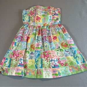 Lilly Pulitzer Rare Postcard Patchwork Print Dress Southern Spring Fit And Flare